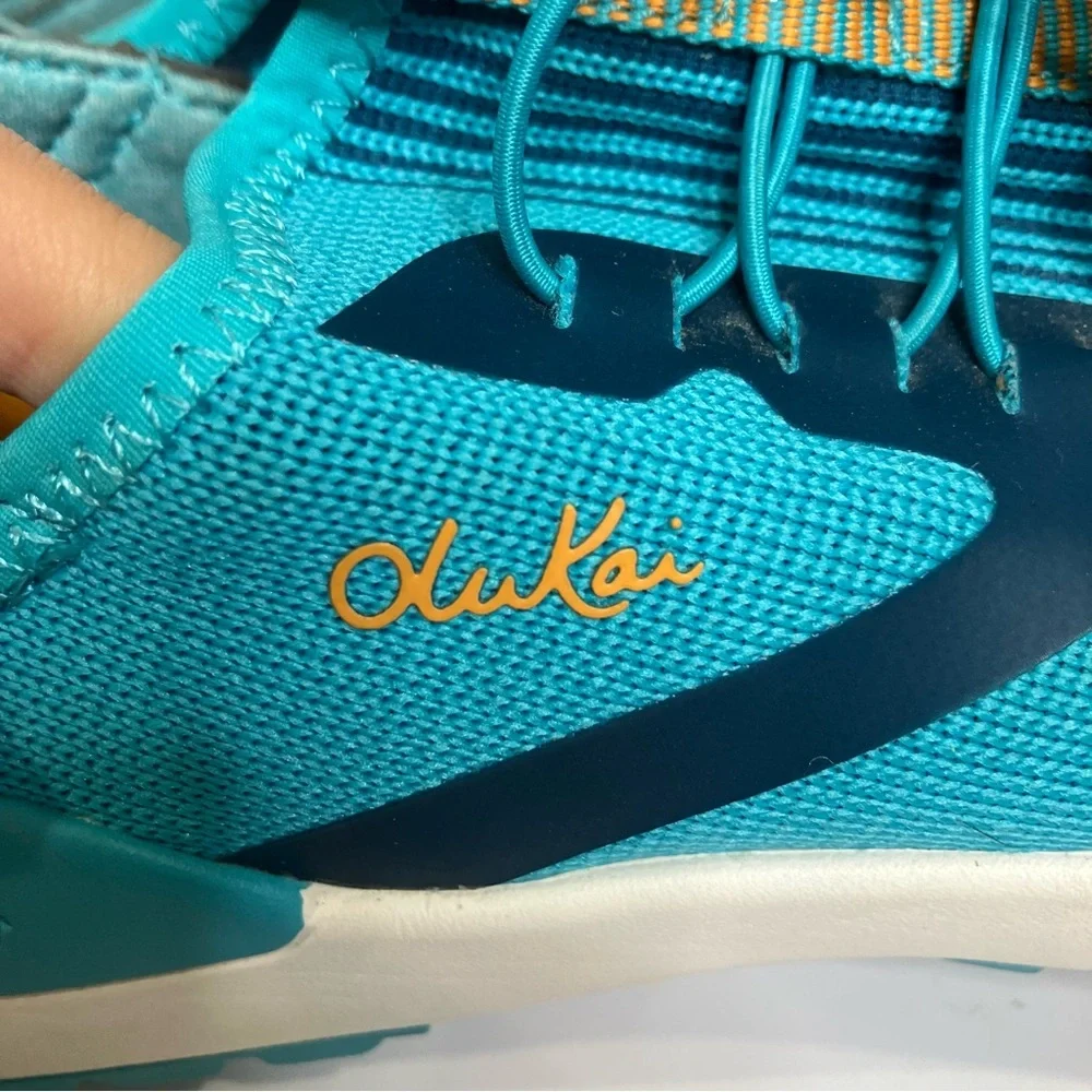 Olukai miki trainer sneakers teal casual women’s‎ size 8 bright slides